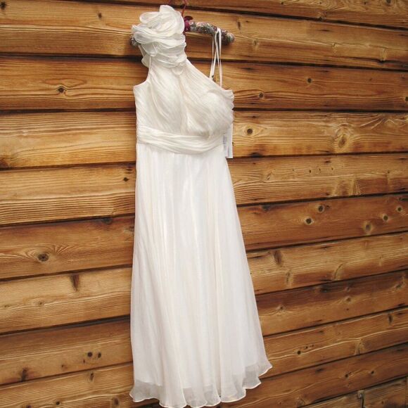 NWT Mac Duggal ROSETTE ONE SHOULDER TEA LENGTH DRESS - Picture 6 of 14